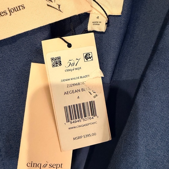 New with Tag Cinq à Sept Denim Khloe Blazer - Size 4 - Picture 7 of 13